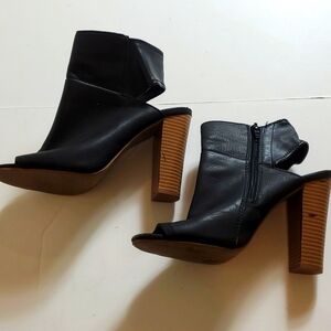 Express black side zipper bootie heels